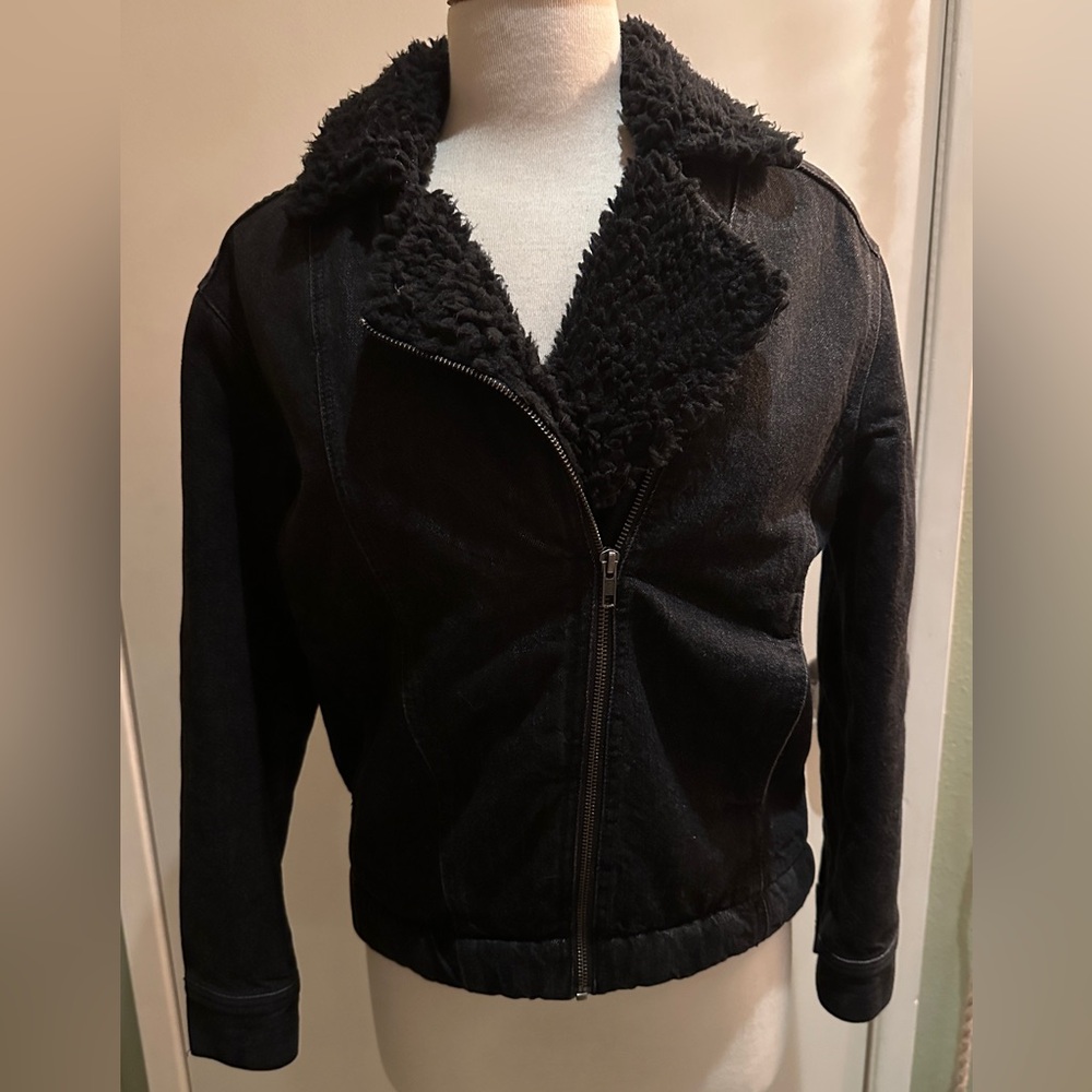 Madewell Black Sherpa-Lined Jean Jacket